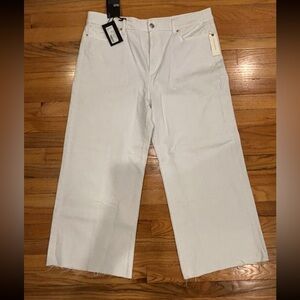 PAIGE Anessa White Ankle Wide-Leg Jeans